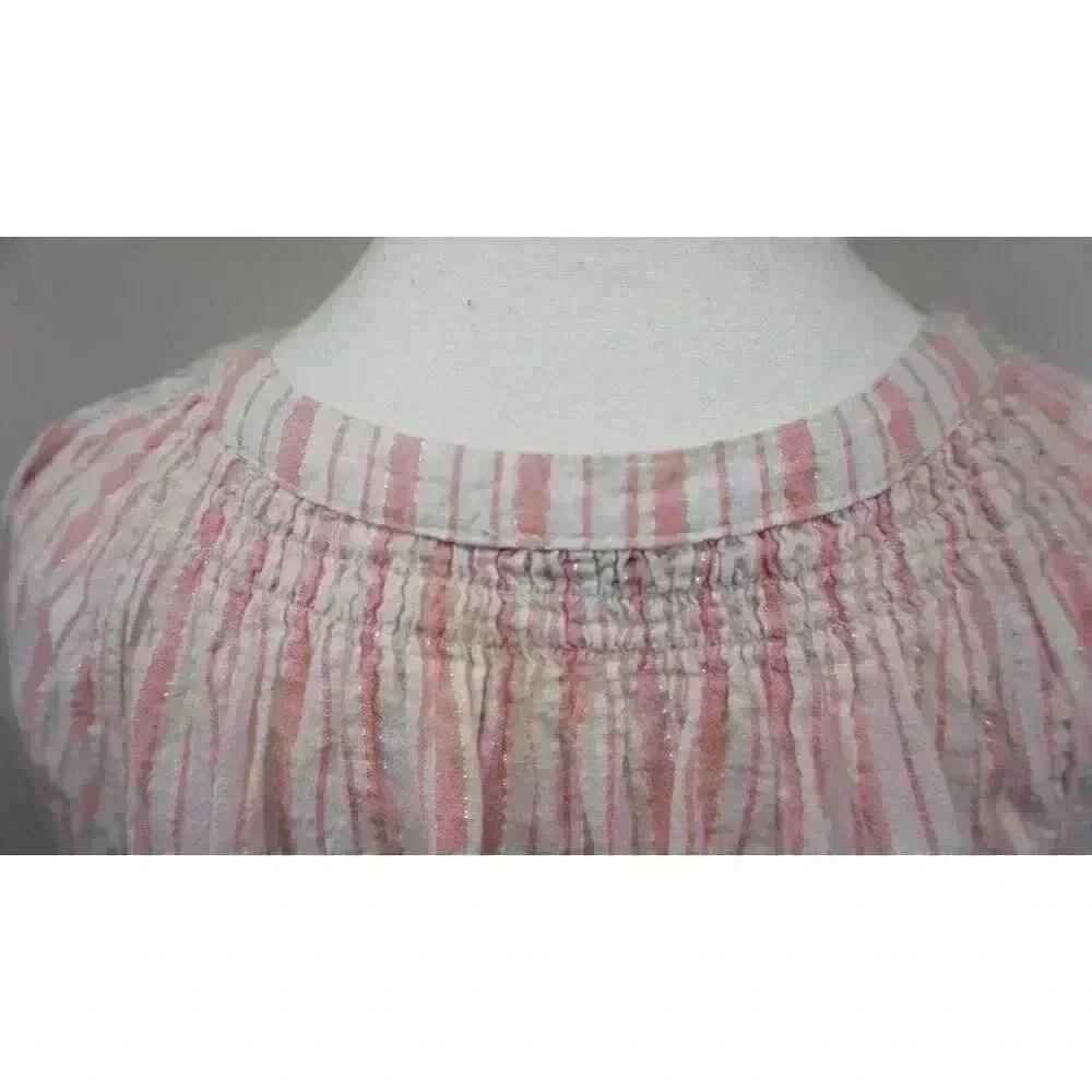 Emily D Women’s Striped Lurex Blouse with Fluted Sleeves (Size M) - Picture 10 of 14